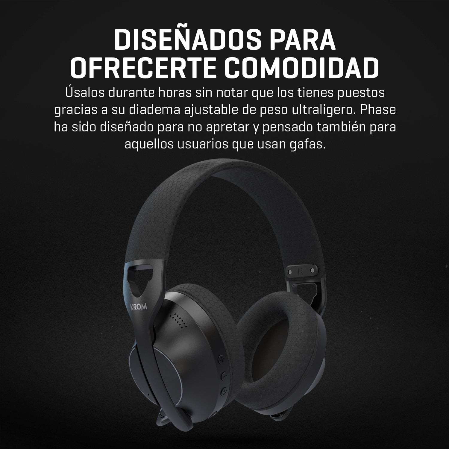 Auriculares Gaming Inalámbricos Con Micrófono Krom Phase Bluetooth Jack 3.5 Usb 2.0 Negros