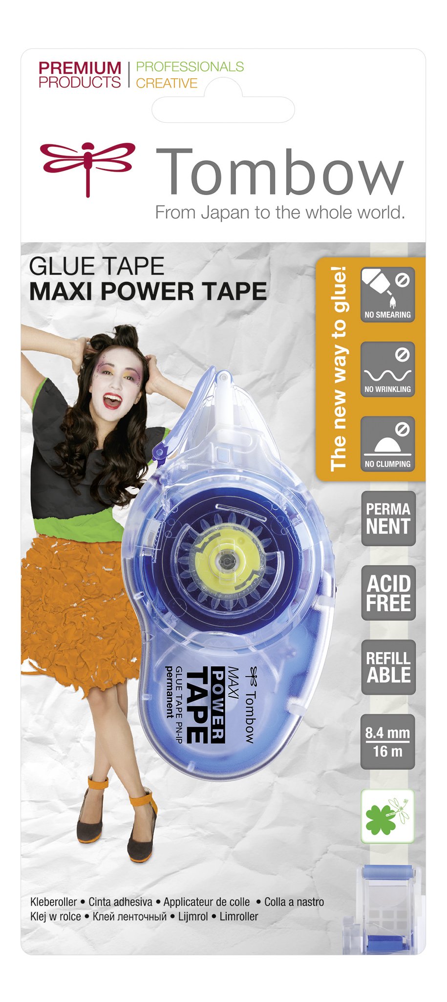 Tombow Maxi Power Cinta Adhesiva Permanente Recambiable 8,4mm X 16m Blister