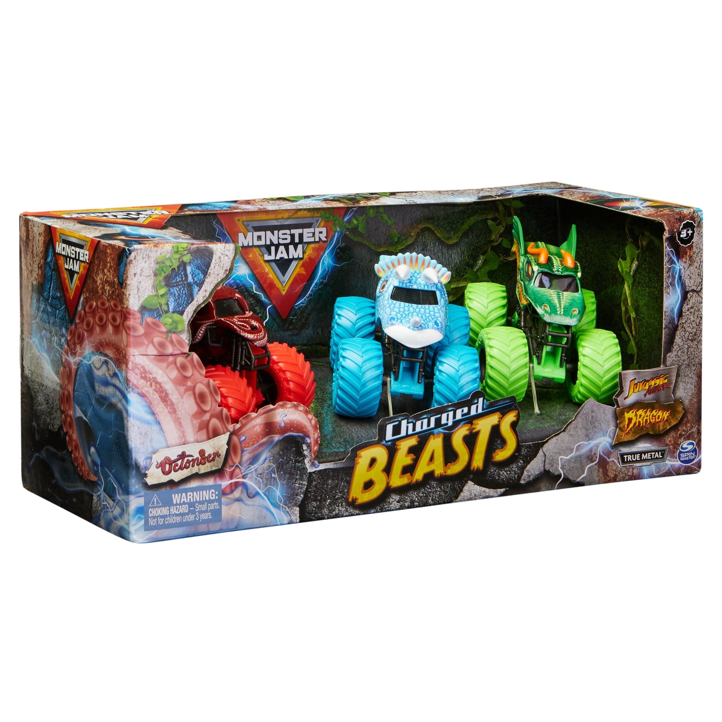 3 Vehículos De Juguete Spin Master Monster Jam Charged Beasts 3er-Pack, Spielfahrzeug 6065096