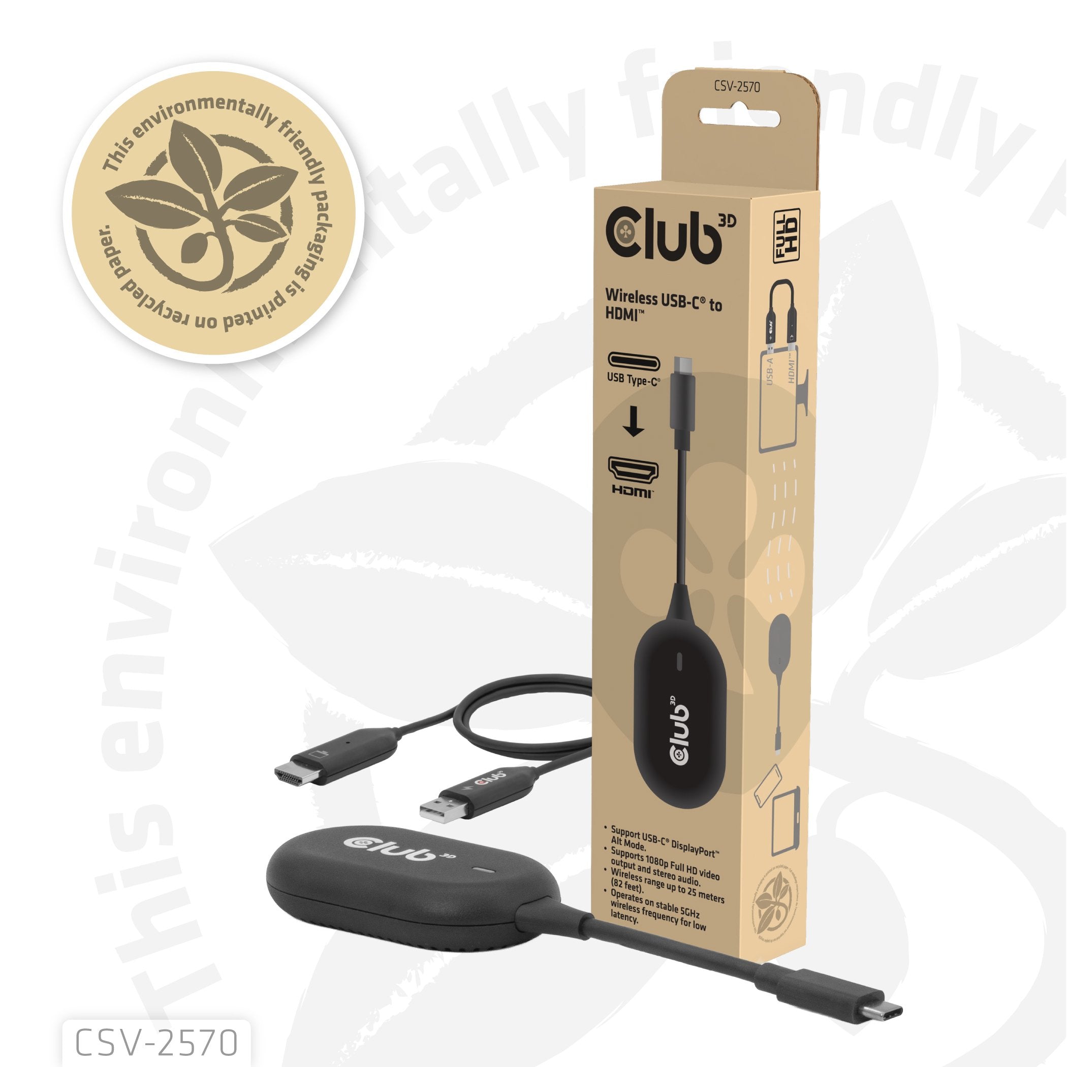 Club3d Wireless Usb-C > Hdmi Mreaming Kit Full-Hd 25m