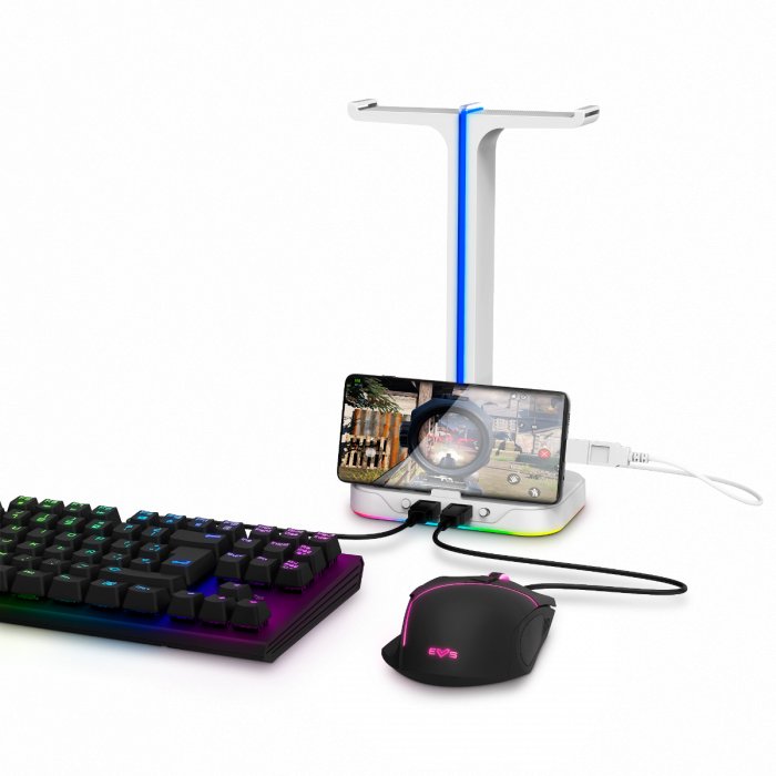 Soporte Auricular Energy Sistem Esg S3 Duo Rgb 2xusb Soporte Smartphone Dos Auriculares