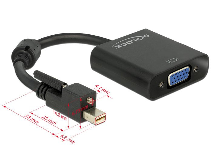Delock Adaptador Mini Displayport 1.2 Macho Con Tornillo -> Vga Hembra Negro