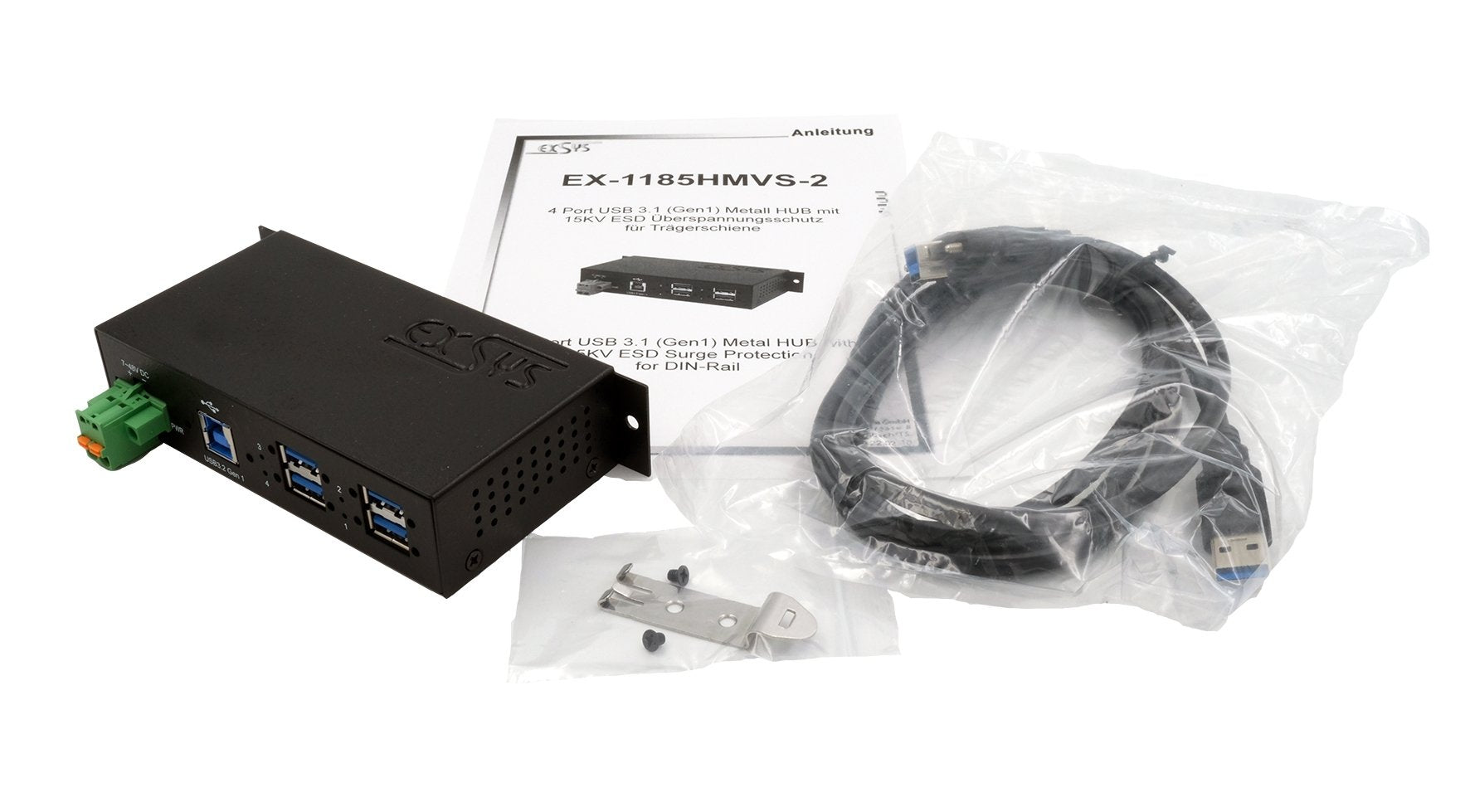 Exsys Ex-1185hmvs-2 Hub Usb 3.2 Gen 1 (3.1 Gen 1) Type-B 5000 Mbit/S Negro