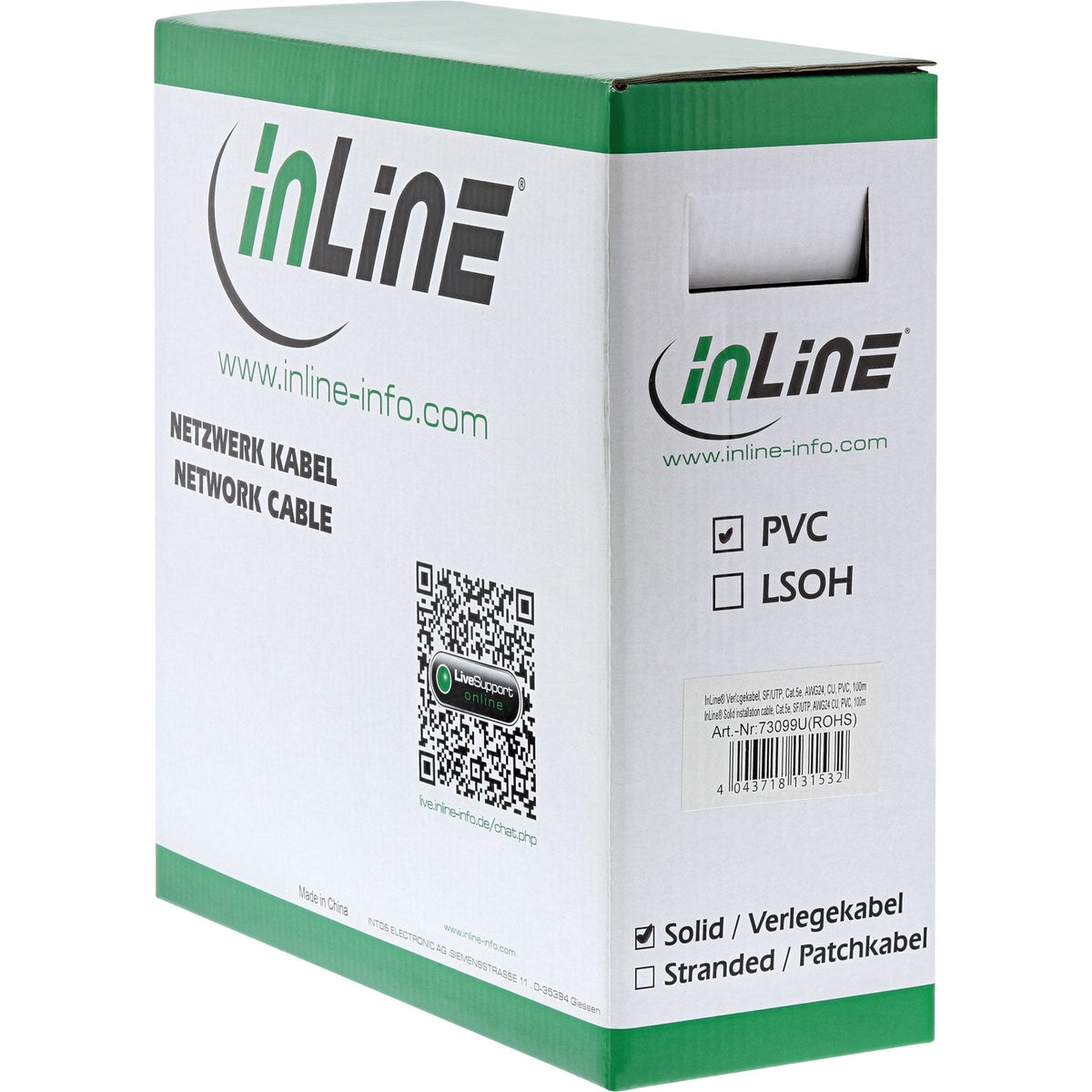 Cable De Instalación Sólido Inline Sf/Utp Cat.5e Awg24 Cu Libre De Halógenos 300m