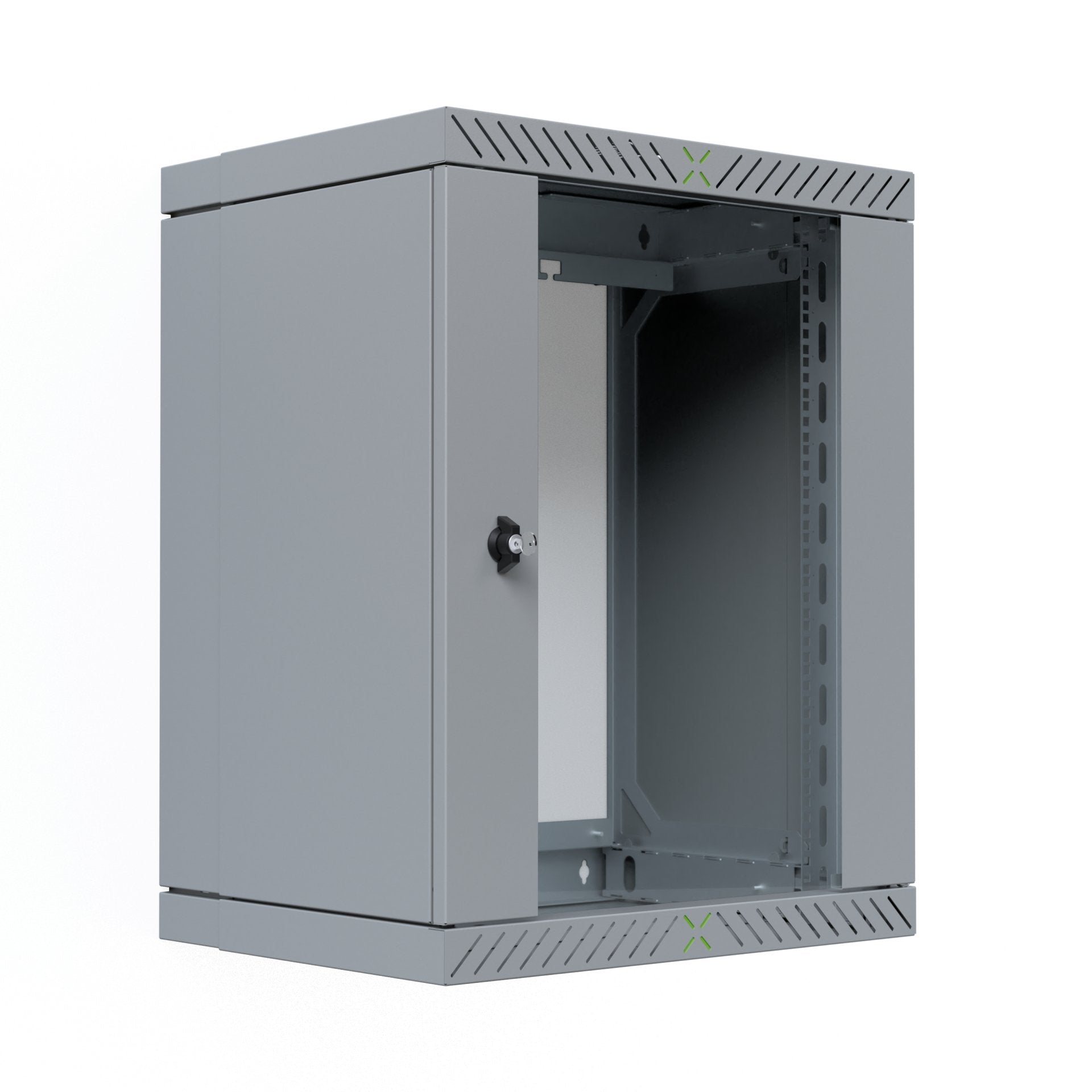 Armario De Pared X-Rack De 19" Con Puerta De Vidrio De 400-600 Mm, 15u, Color Gris.