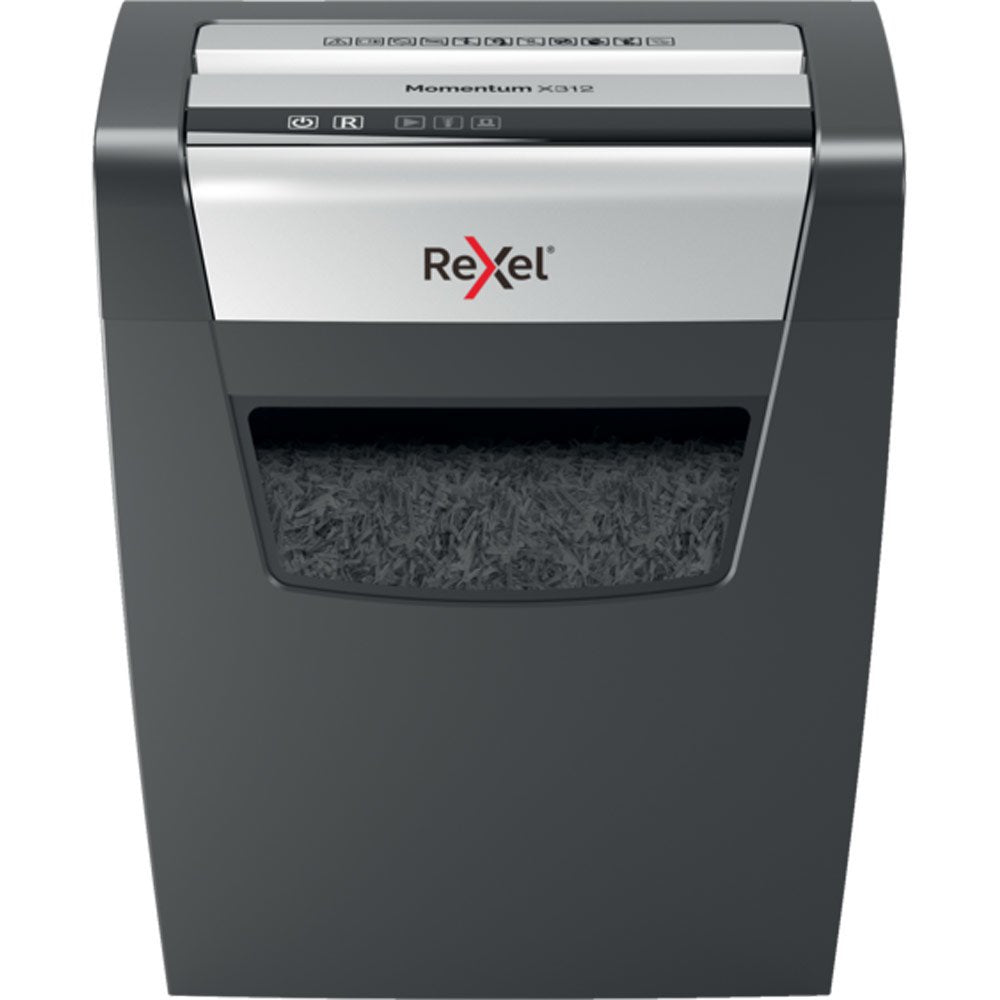Rexel Destructora Momentun X312 - Hasta 12 Hojas A La Vez - Negro/Plata