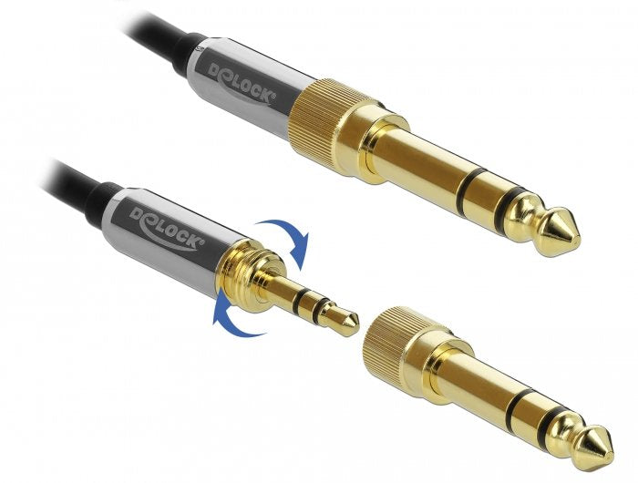 Delock Spiralcable 3,5 Mm 3 Pin Klinkenstecker Zu Klinkenstecker Mit Schraubadapter 3 M