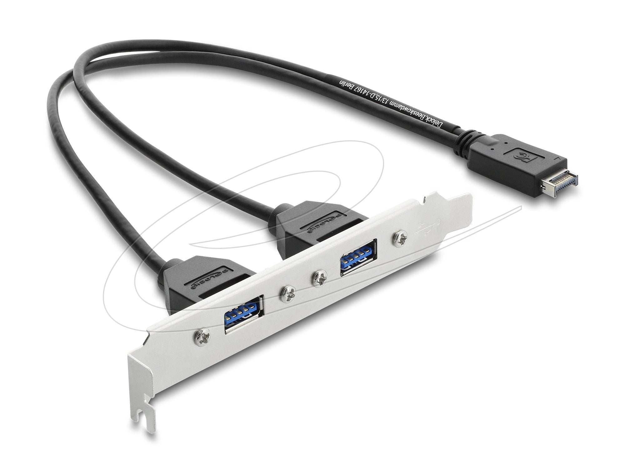 Usb Typ-E Key A Stecker Zu 2 X Usb 5 Gbps Typ-A Buchse Mit Slotblech Anschlusscable 35,5 Cm