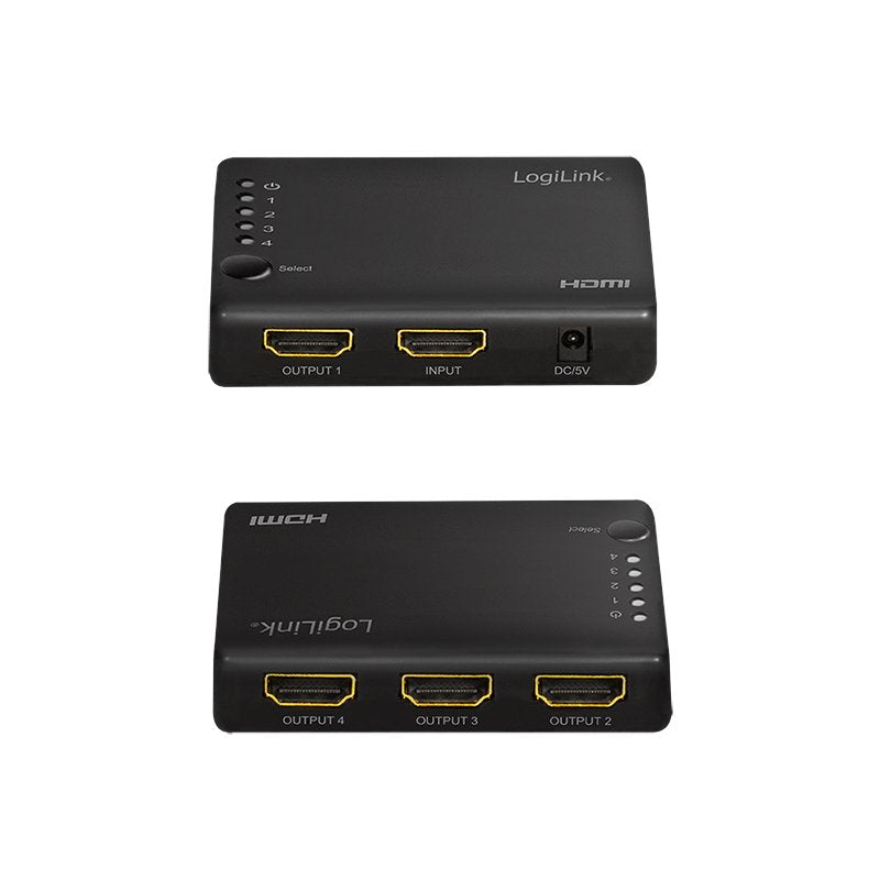 Divisor Hdmi Logilink 1x4 Puerto, 4k / 30hz, Delgado, Negro.