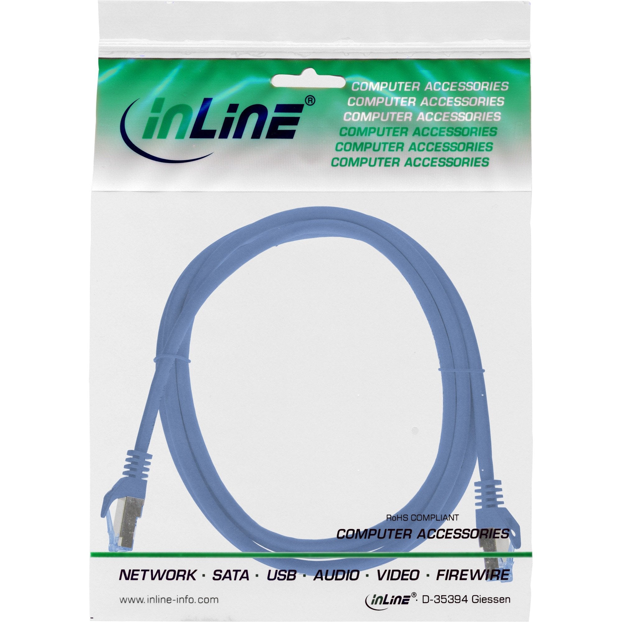 Inline® Patch Cable, Cat.6a, S/Ftp, Tpe (Lszh), Cca, Blue, 1.5m
