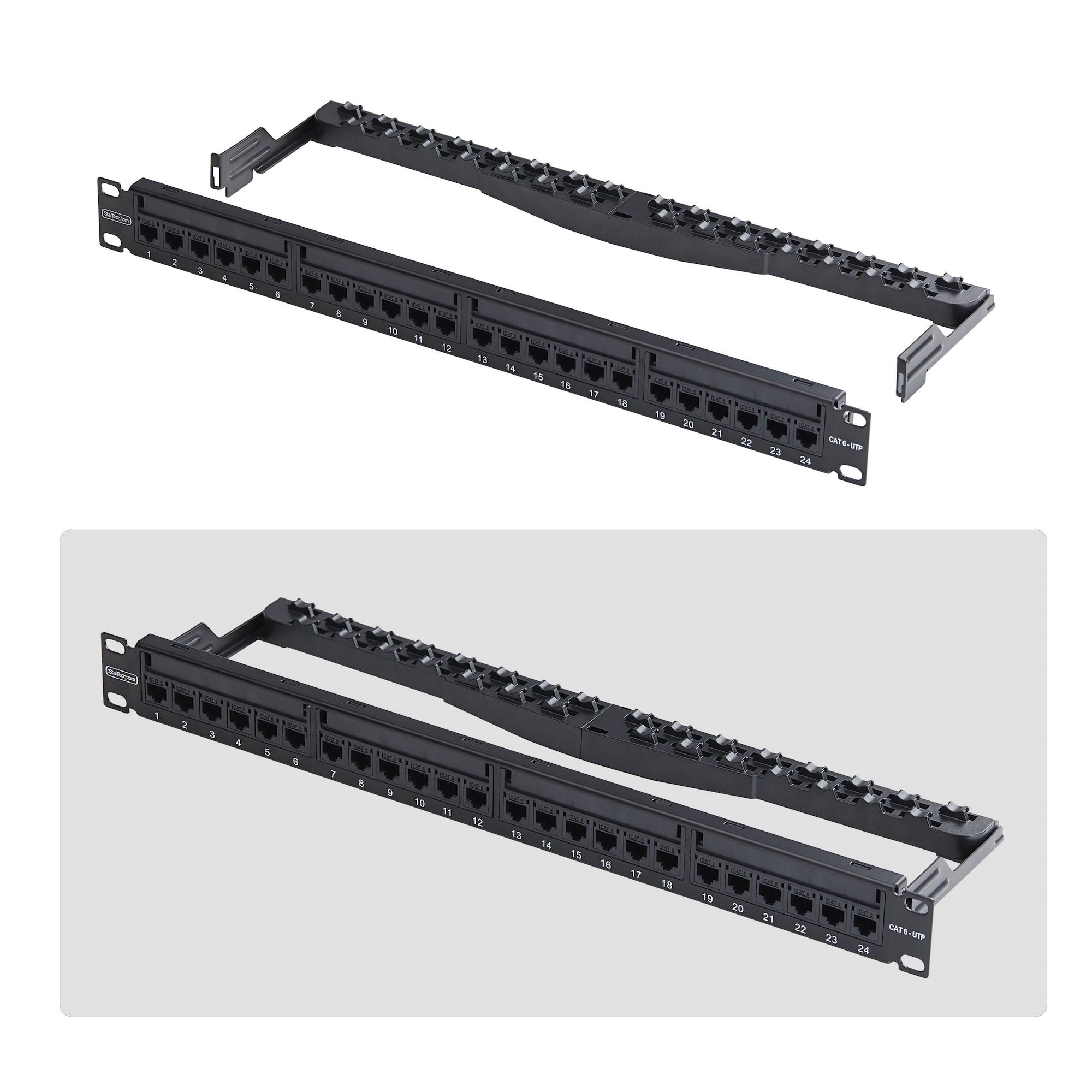 24 Port 1u Feed Through Patch Panel With Cable Management C6panelutp241uft
