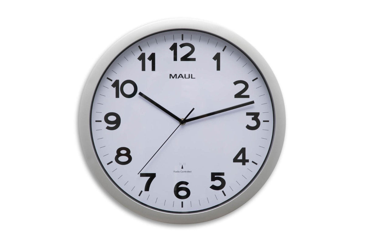 Jakob Maul Gmbh Maul Maulstep, Pared, Quarzuhr, Redondo, Plateado, Blanco, Plástico, Aa