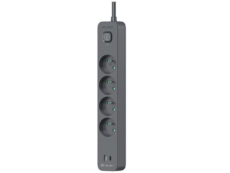 Tracer Power Line+ 1,5 M 4 Gniazd Usb Pd18w Grafitowy