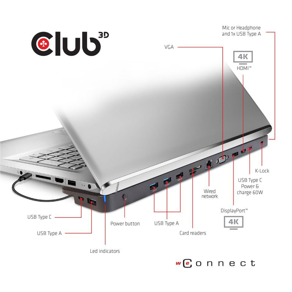 Club 3d Docking Station Usb/Hdmi/Dp