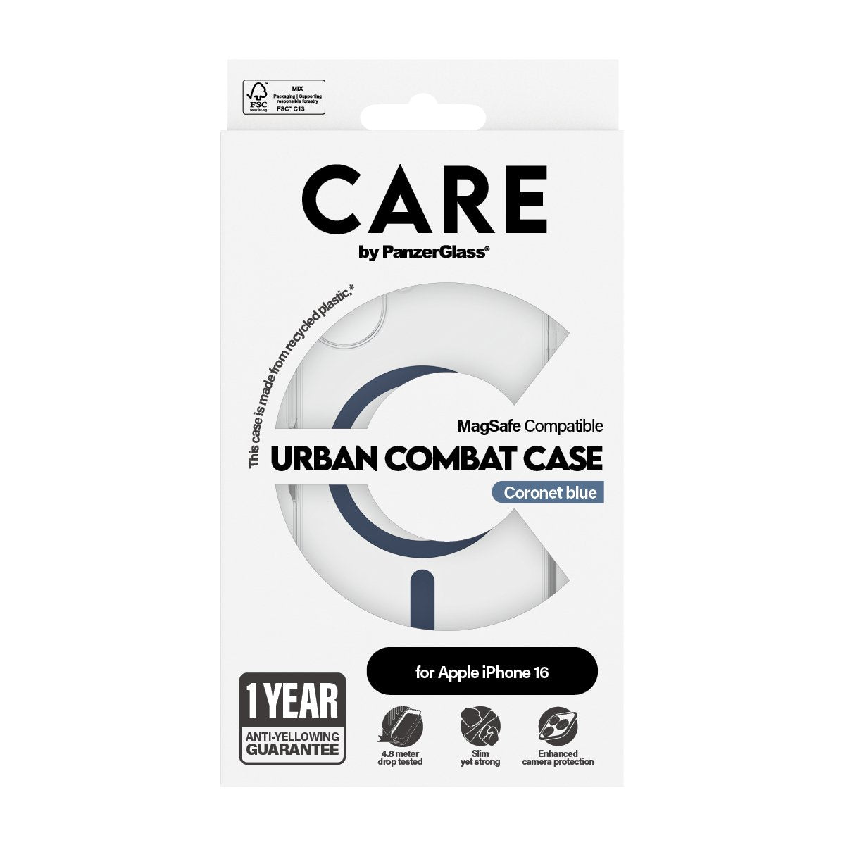 EAN 5715685004315 - PanzerGlass CARE™ by ® Urban Combat Case Transparent w. Blue MagSafe iPhone 16 funda para teléfono móvil  imagen 3