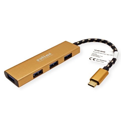 Roline Gold Usb 3.2 Gen 1 Hub, 4fach, Typ C Anschlusscable
