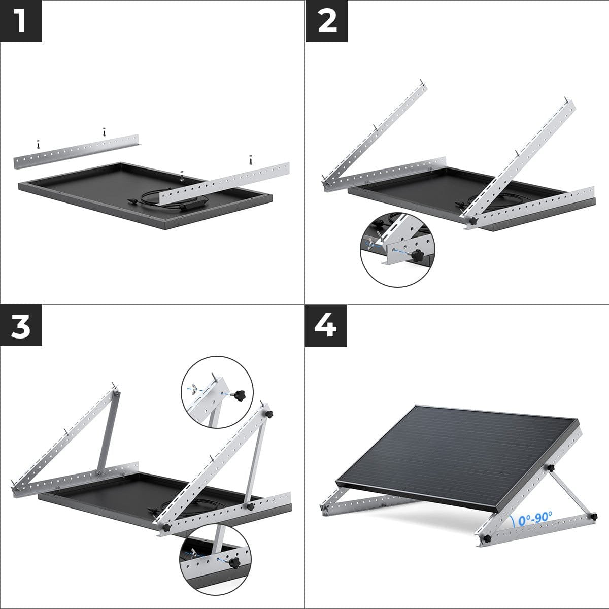 Panel De 28 "Ecoflow, Ángulo De Inclinación Ajustable Para El Panel Solar Rígido Ecoflow 100w Y Otros. Aa-Frame-28in
