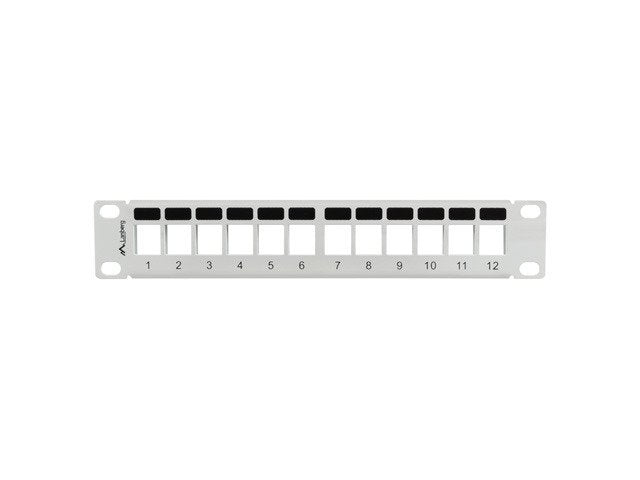 Lanberg Patch Panel Blank 12 Puertos 1u Con Organizador Para Módulos Keystone Gris