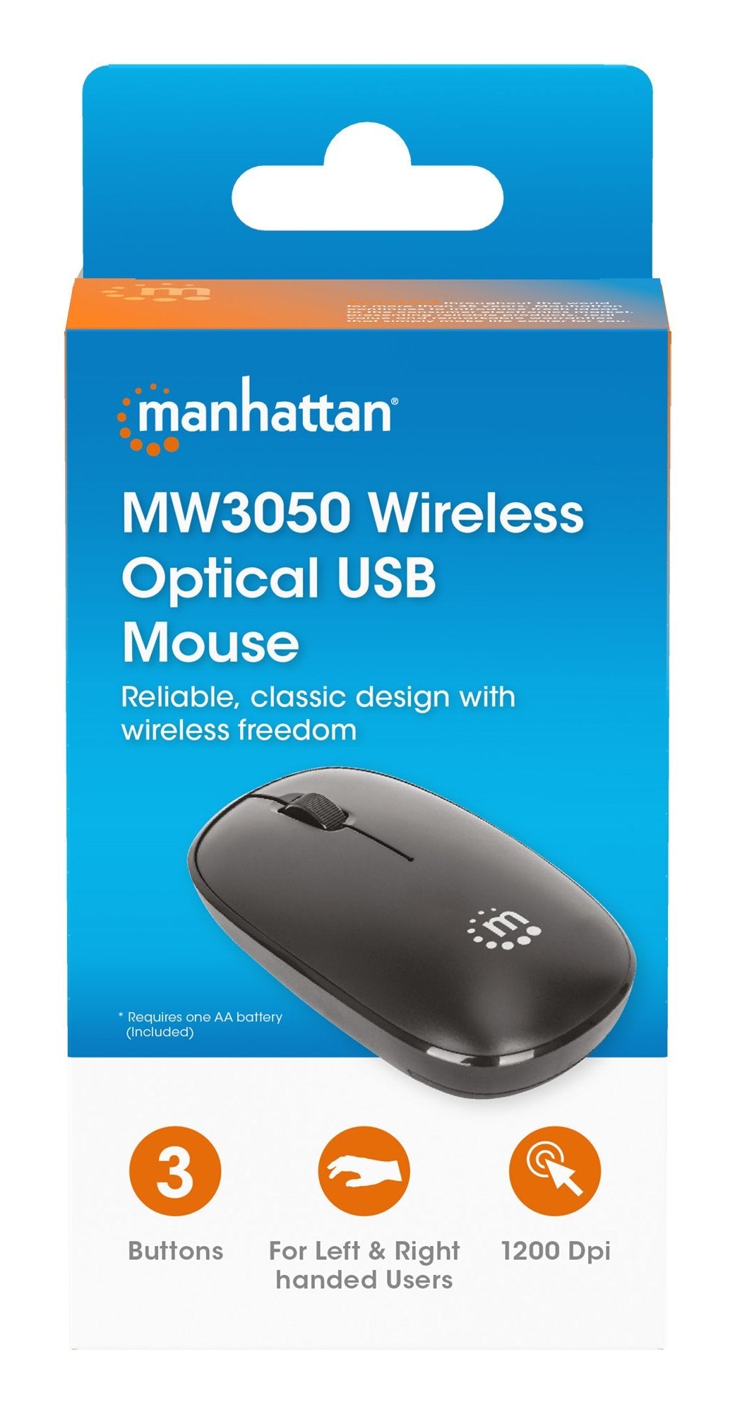 Manhattan Mw3050 Ratón Universal Ambidextro Óptico 1200 Dpi