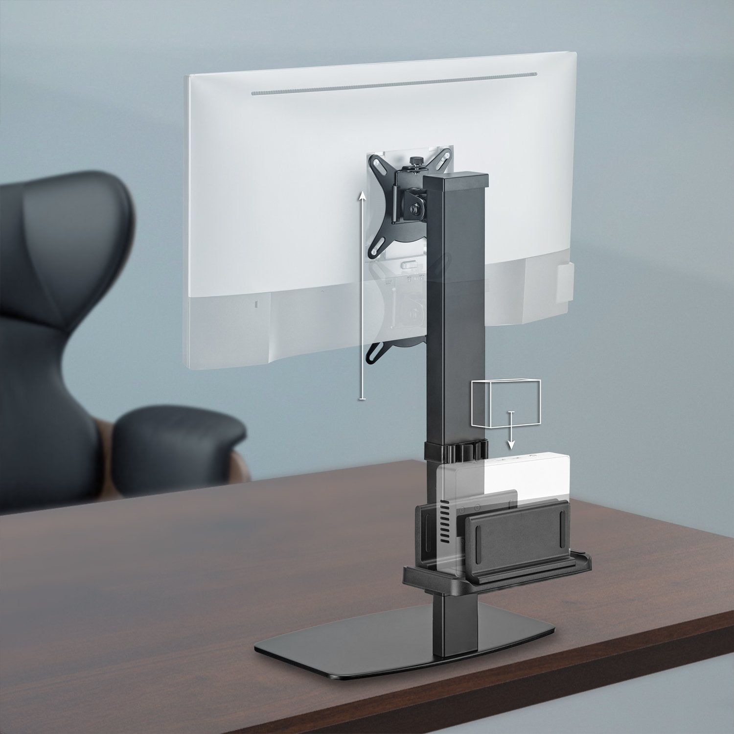 Aisens Soporte De Mesa Eco Giratorio E Inclinable Para Monitor/Tv Y Mini Pc 8kg De 17-32, Negro