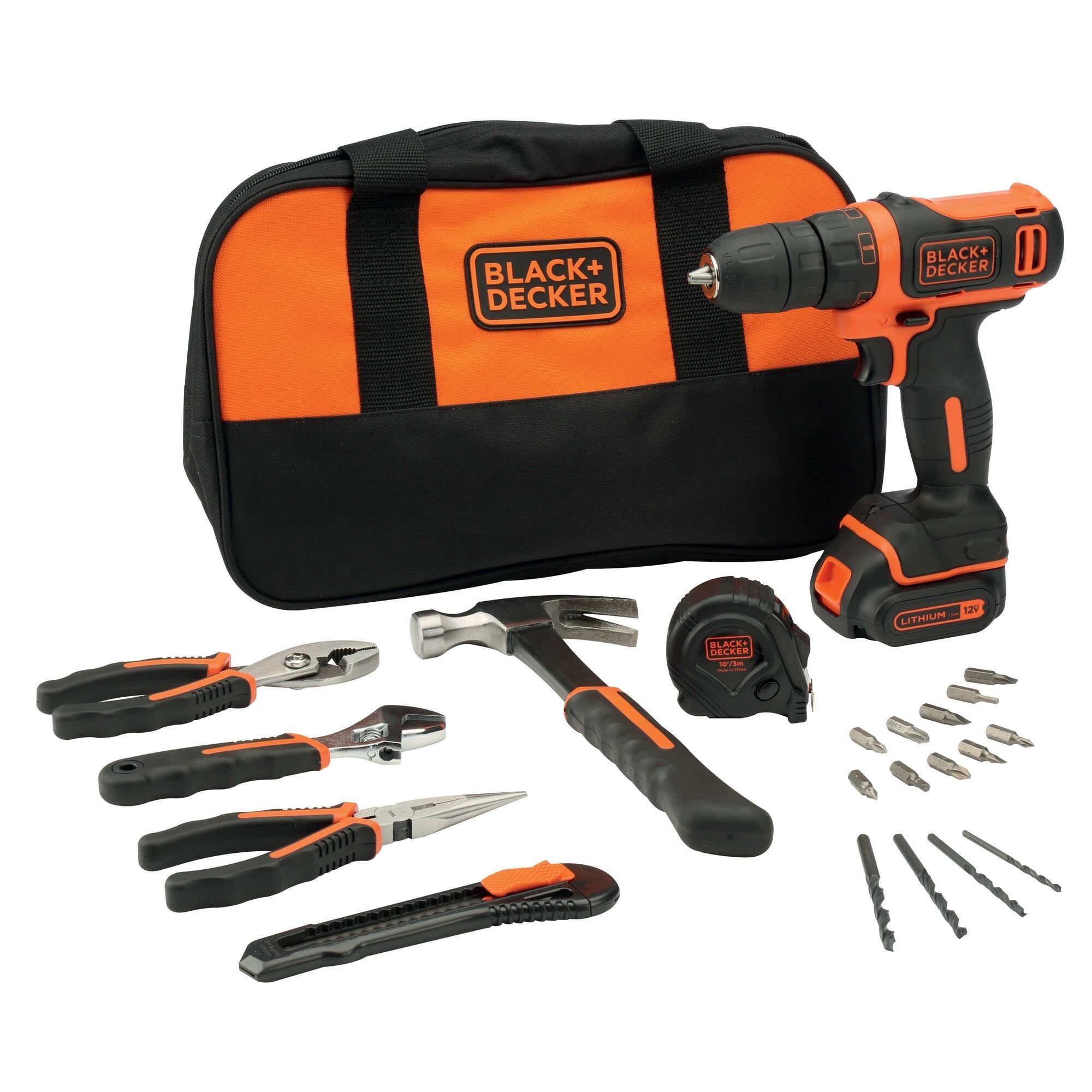 Taladro Atornillador Inalámbrico Black+Decker Bdcdd12, 10,8 Voltios (Negro/Naranja, Batería De Iones De Litio De 1,5 Ah)  Bdcdd12-Qw