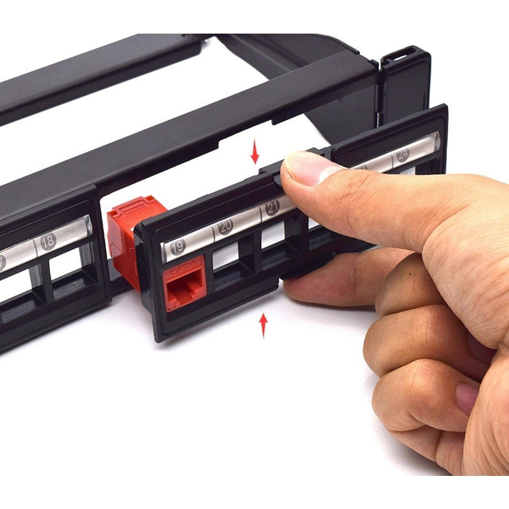 Techly I-Ks Pp-24-Den Panel De Parcheo Utp Keystone De 24 Puertos Con 4 Secciones Extraíbles De 6 Puertos
