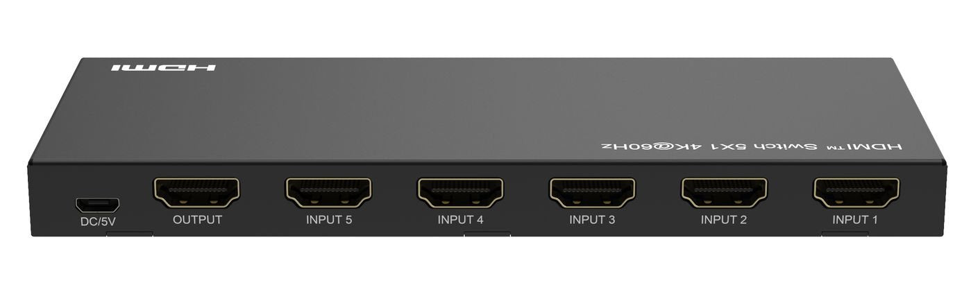4k@60hz Hdmi Switch 5x1, Hdcp - 2.2, W/ Remote Control - Warranty: 300m
