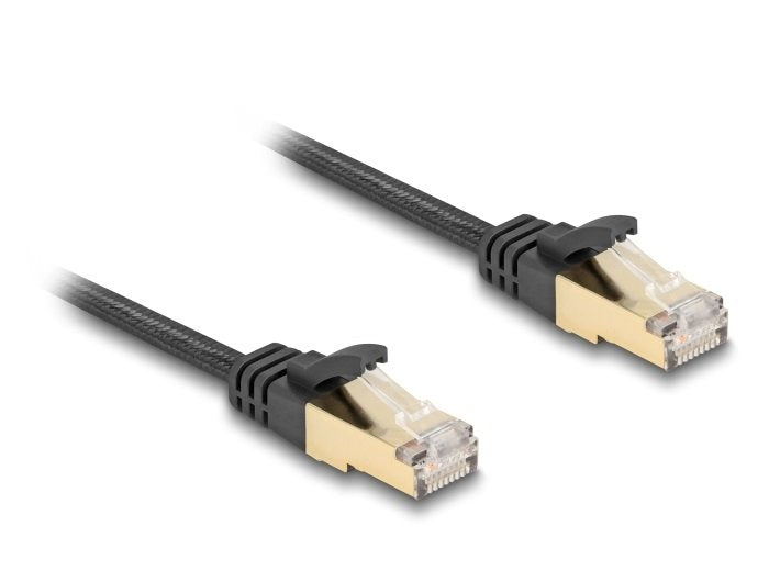 Delock Rj45 Cable De Red Plano Trenzado Cat.6a S/Ftp Macho 1m Negro
