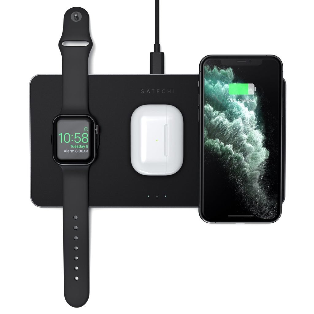 Cargador Inalámbrico Satechi St-X3twcpm Cargador De Dispositivo Móvil Auriculares, Smartphone, Reloj Inteligente Negro Corriente Alterna  Interior