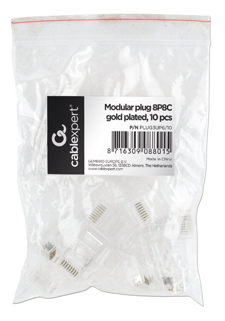 Gembird Conector Modular Cat 6u "Chapado En Oro, 10 Piezas Por Bolsa