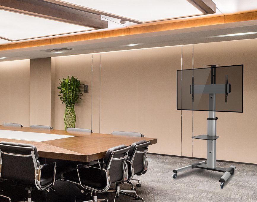 Soporte Pantalla De Suelo Con Ruedas Equip Para Pantalla  De 37 - 70  Fijo  Rotacion 90º De Aluminio Max. Vesa  600x400 Hasta 50kg