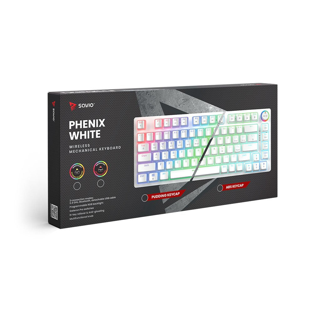 EAN 5901986049296 - Savio Phenix WHITE GAT RED PUD teclado Juego USB + Bluetooth QWERTY Internacional de EE.UU. Blanco imagen 5