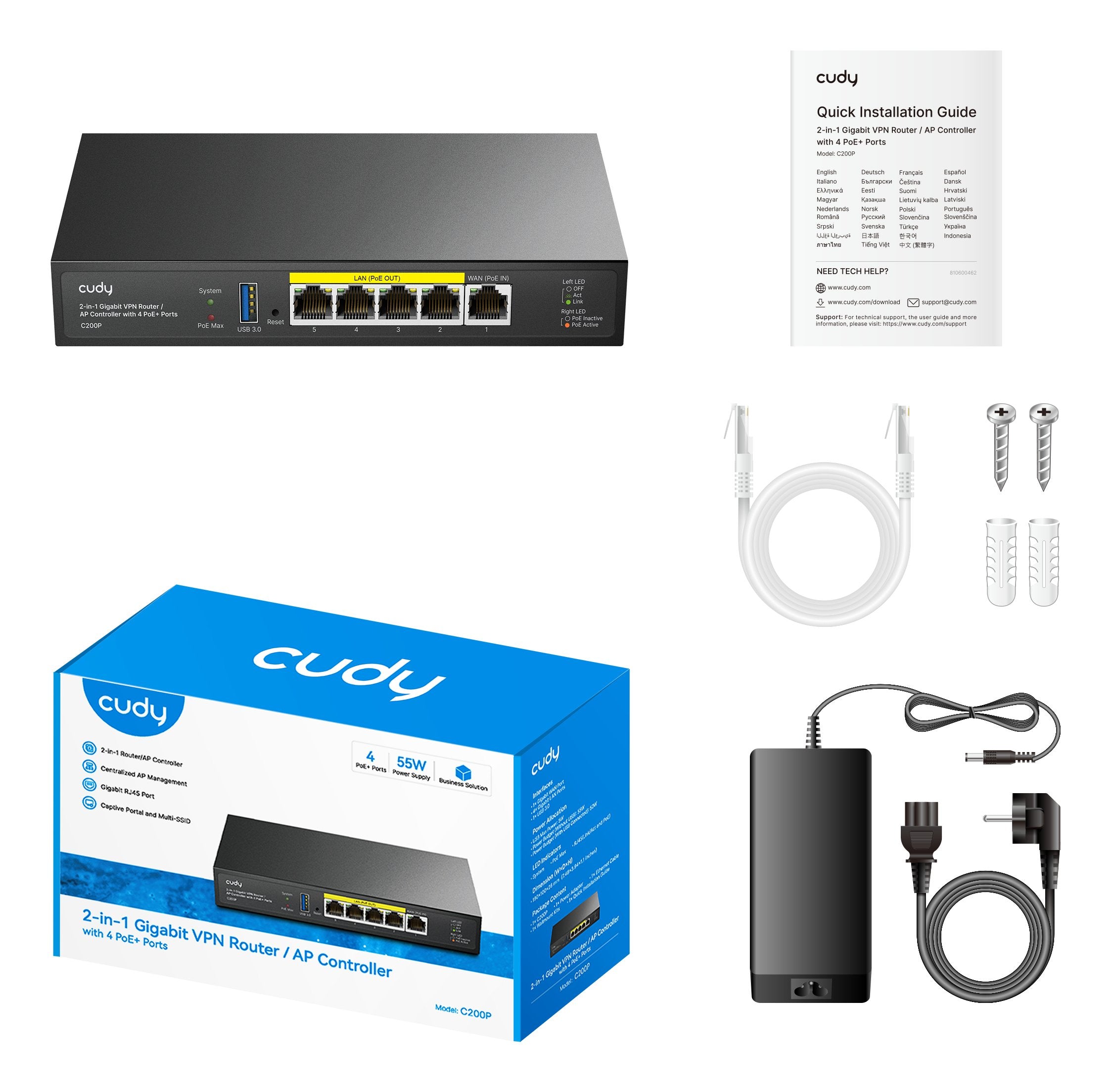 EAN 6971690793470 - Cudy dispositivo de gestión de red 1000 Mbit/s Ethernet Energía sobre Ethernet (PoE) imagen 3