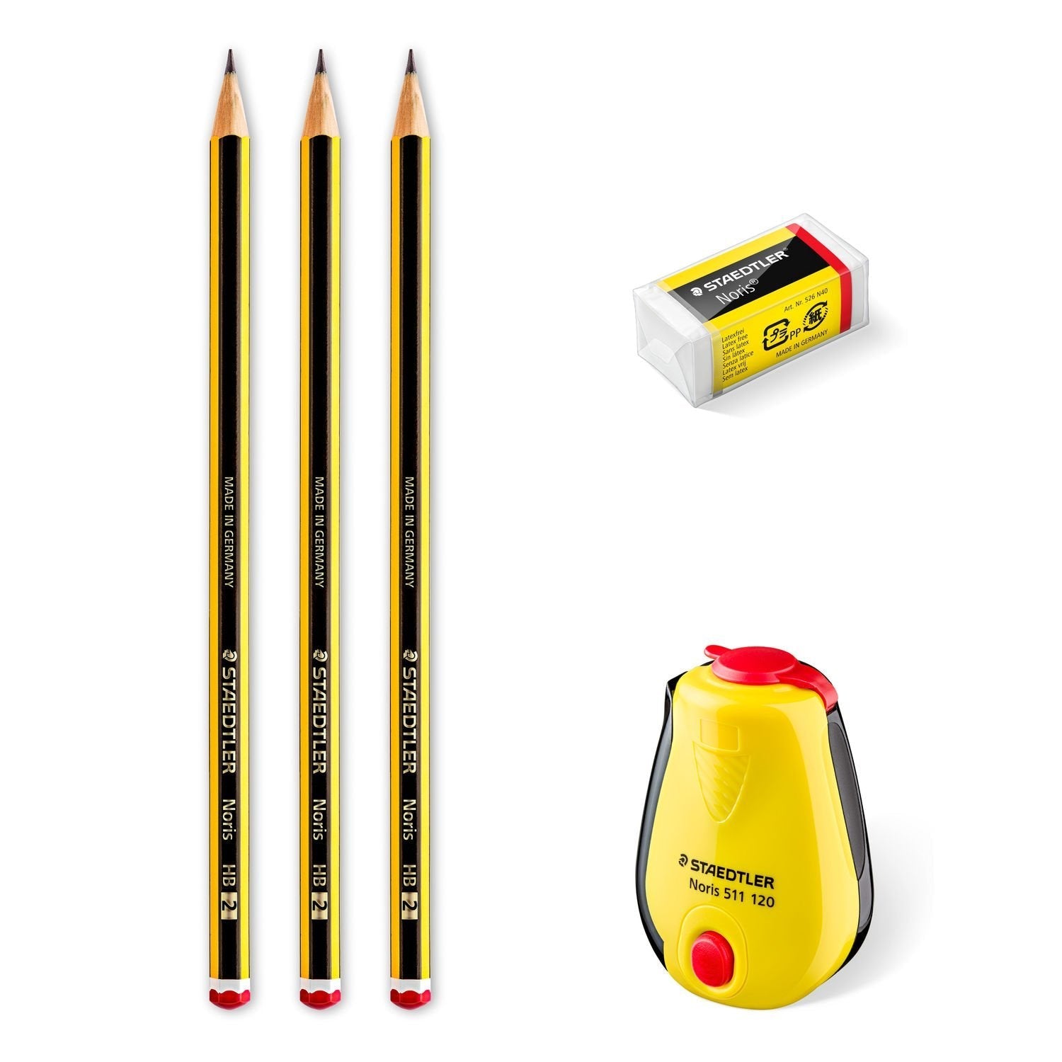 Staedtler Noris 120 Pack De 3 Lapices De Grafito Hexagonales + Goma + Sacapuntas