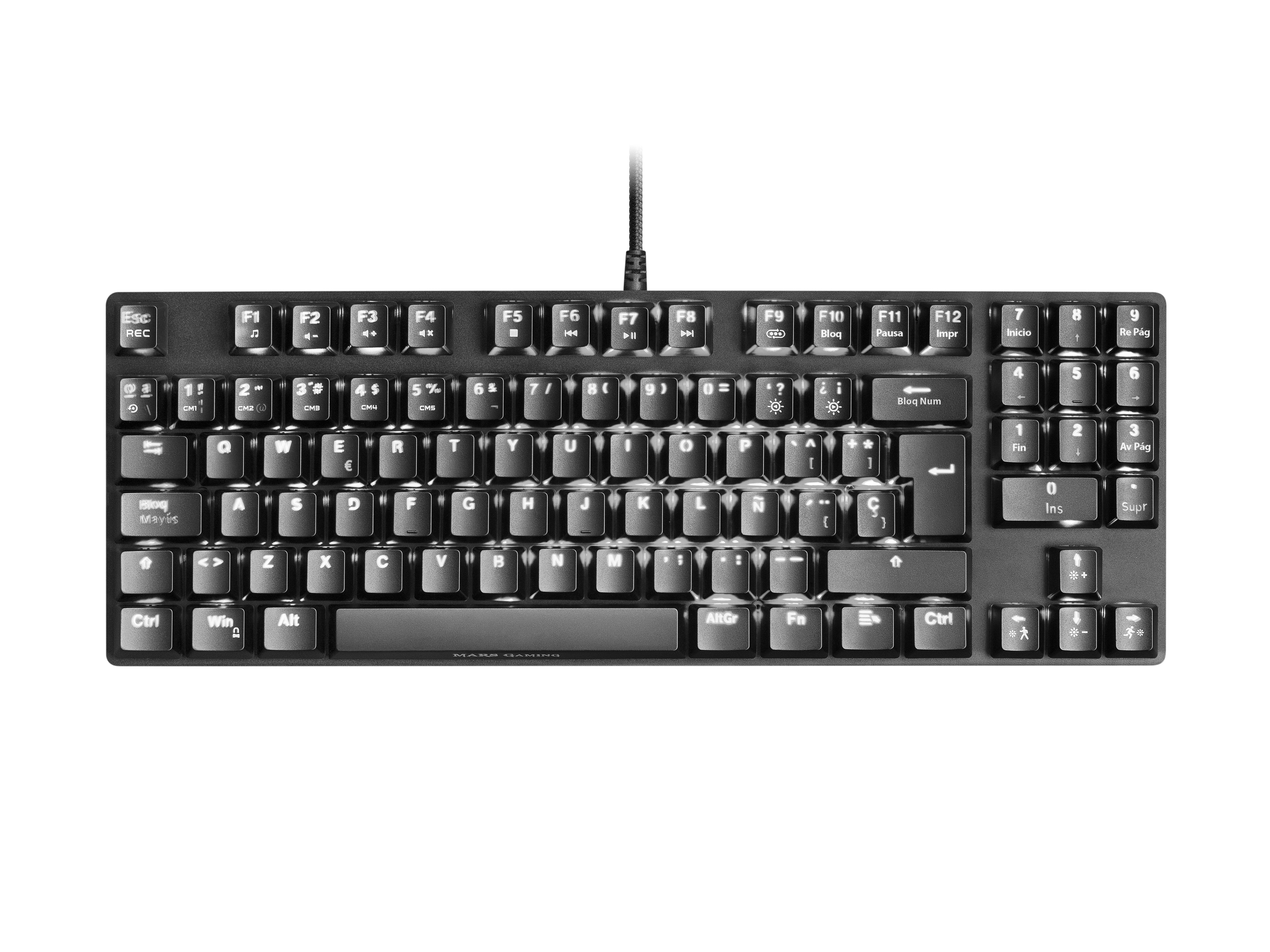 Teclado Español Mars Gaming Mkrevoprobes Negro, Gaming Rgb Mecánico, Tkl+ Num, Switch Azul