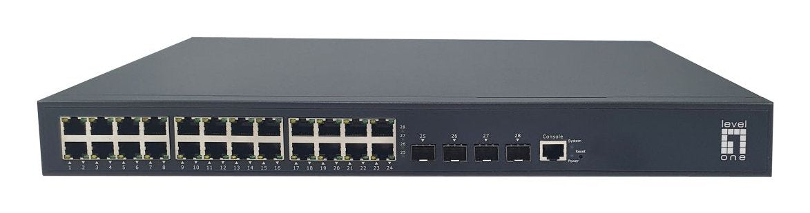 Levelone Poe+Switch 24xge Poe/4x10gsfp+ 440w 19" Managed L3
