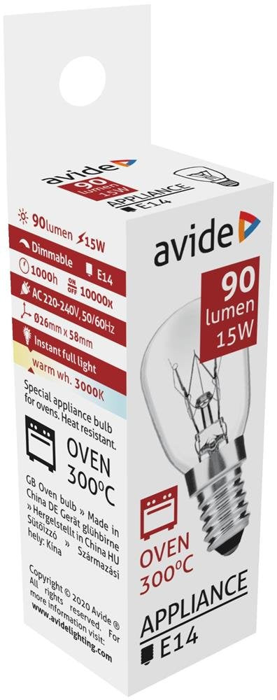 Avide Ofenlampe 300°C Leuchte 90lm 15w E14 Ww 3000k