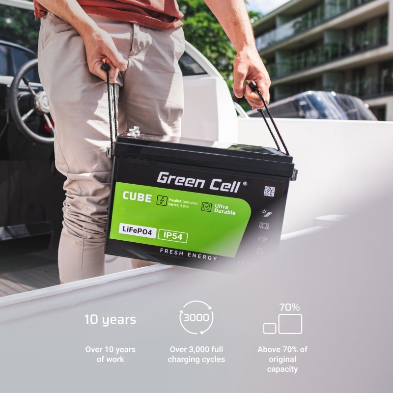 EAN 5904326374829 - Green Cell Žalias Cell CUBE LiFePO4 125Ah 12,8V 1600Wh liio geležies fosfato baterija kemperiui, sauls en imagen 4
