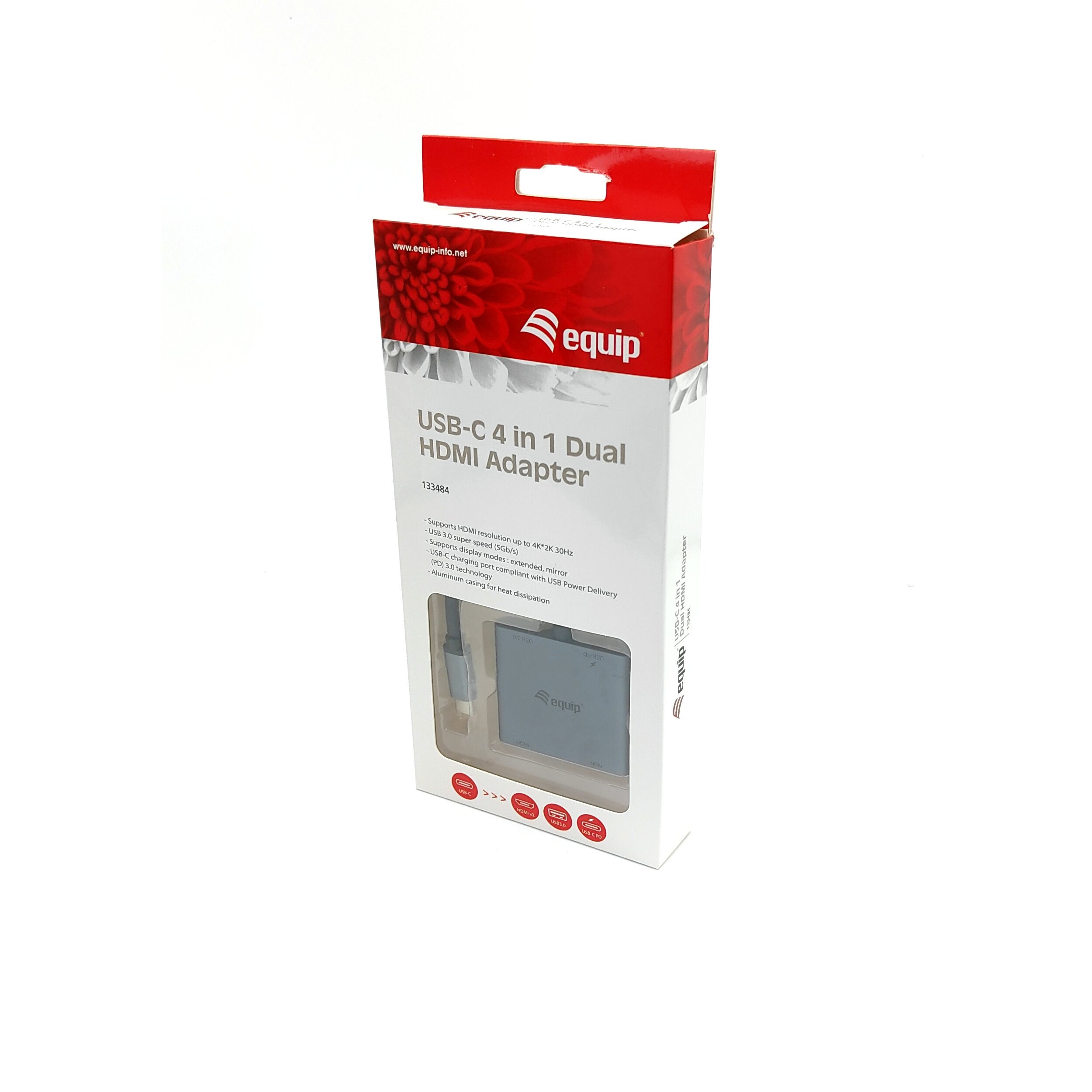 Equip Adaptador Usb-C -> 2xhdmi, Usb-A3.0, Pd 4k30hz 0.15m Si