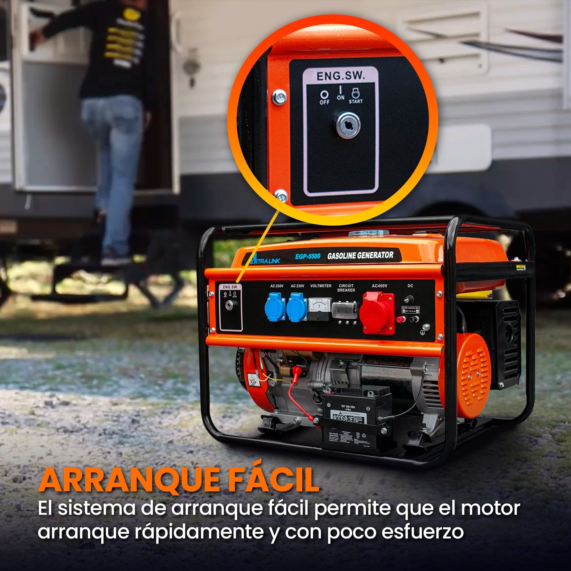 EAN 5905090330356 - Extralink EX.30356 motor-generador 5000 W 25 L Negro, Naranja imagen 17
