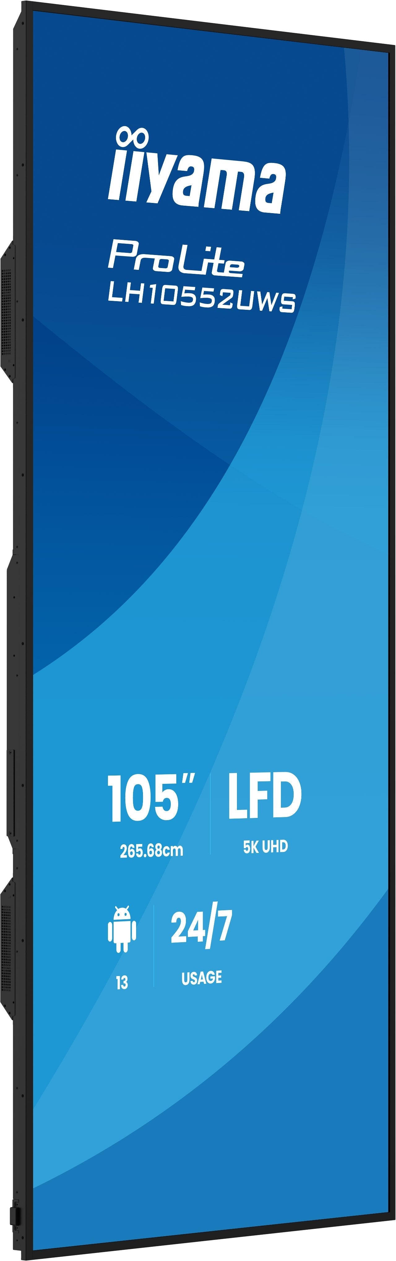 265,7cm 104.6" (5120x2160) Iiyama Lh10552uws-B1ag 21:9 5k Uw Ips 8ms 60hz Hdmi Displayport Usb-C Rj45 Rs-232c Vesa Speaker Wifi Black