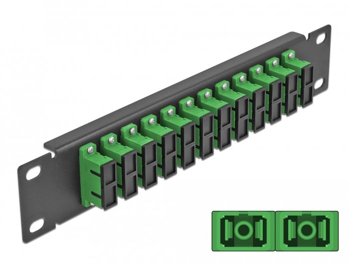 Delock 66772 Panel De Conexión De Fibra Óptica De 10" De 12 Puertos Sc Duplex Verde 1u Negro