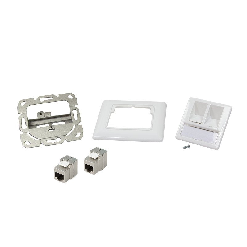 Toma De Red 2 X Rj45 Cat 6a Apantallado, Montaje Empotrado  Blanco