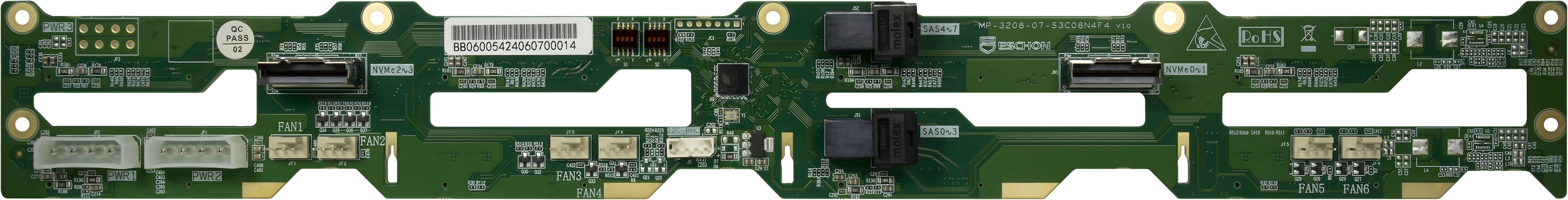 EAN 4260455649537 - Inter-Tech BP-4708-NVMe Placa de bus común o backplane Verde imagen 1