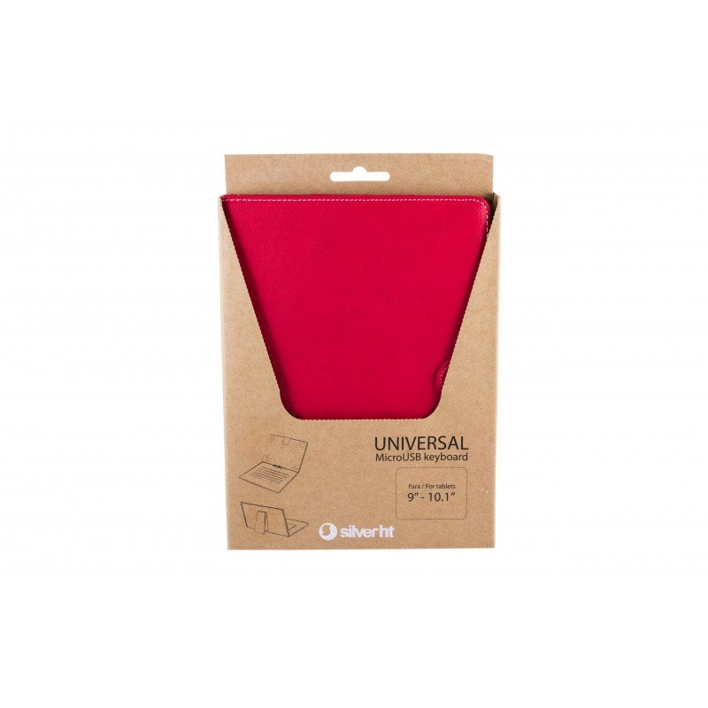 Funda Universal Silver Ht Para Tablet 9-10.1" + Teclado Con Cable Micro Usb Rojo/Blanco