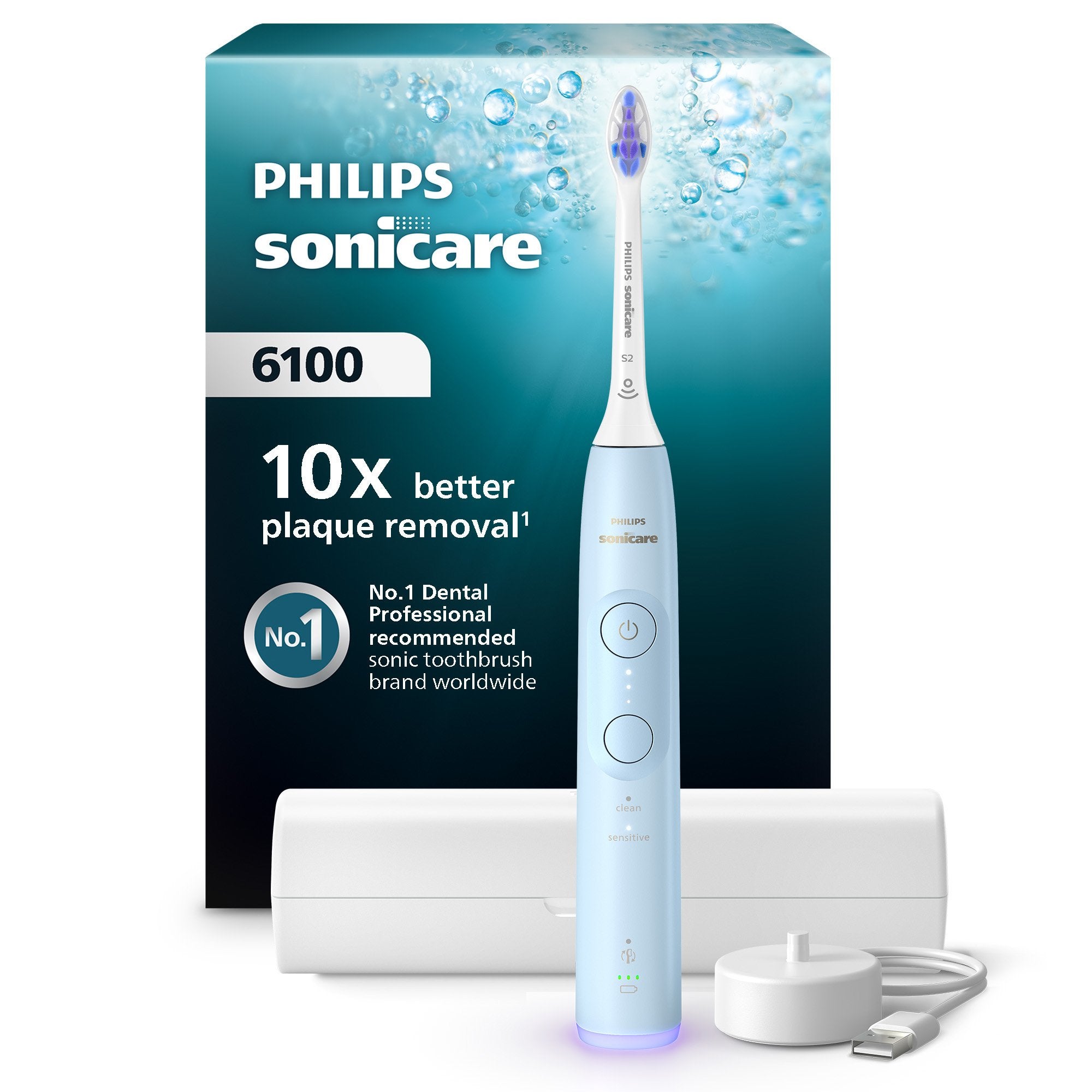 EAN 8720689021784 - Philips Sonicare 6100 series HX7406/02 cepillo eléctrico para dientes Adulto Cepillo dental sónico Azul imagen 2