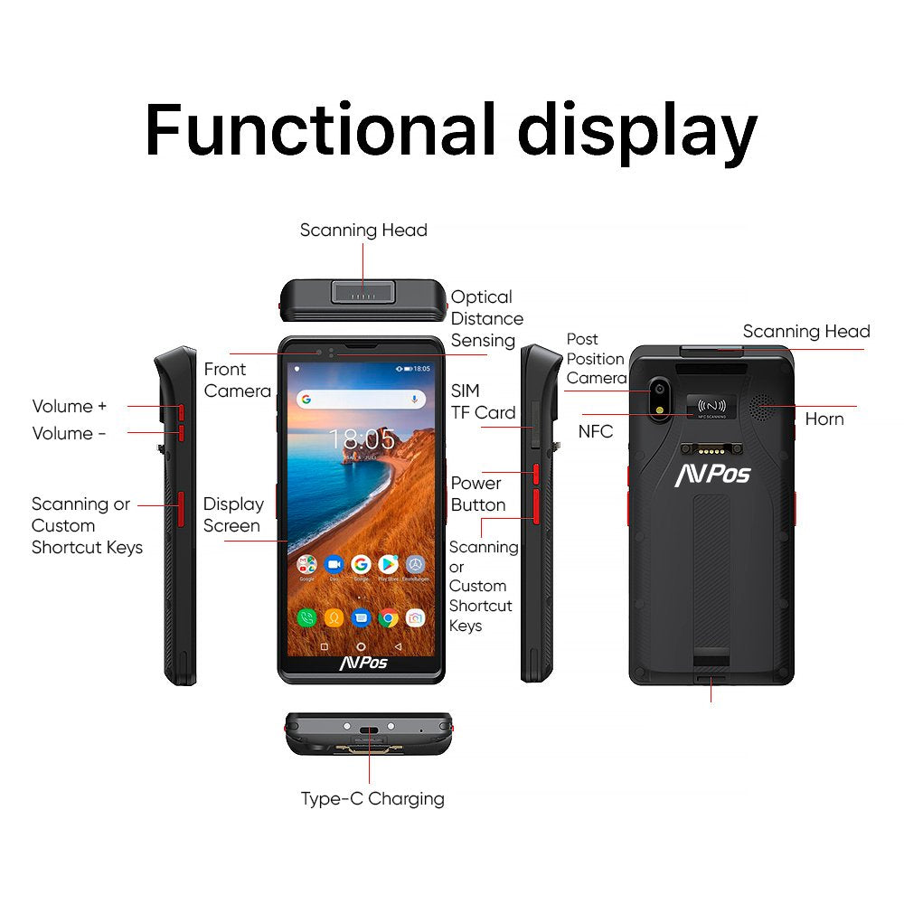 EAN 0741049304840 - AVPos AVP-DC60 ordenador móvil de mano 15,2 cm (6") 1440 x 720 Pixeles Pantalla táctil 290 g Negro imagen 6