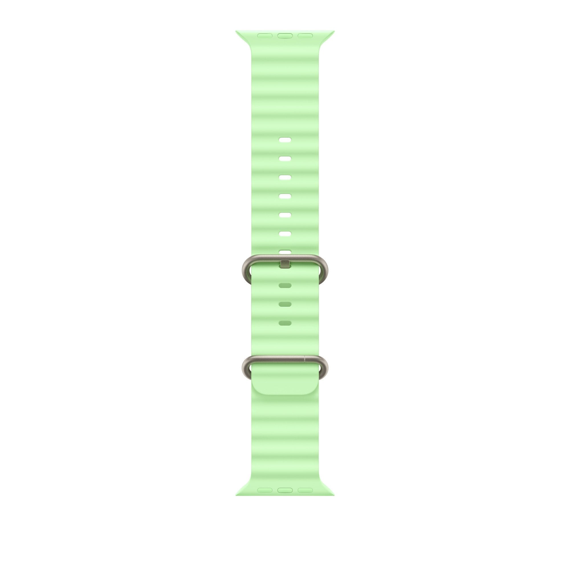49mm Neon Green Ocean Band - Natural Titanium Finish