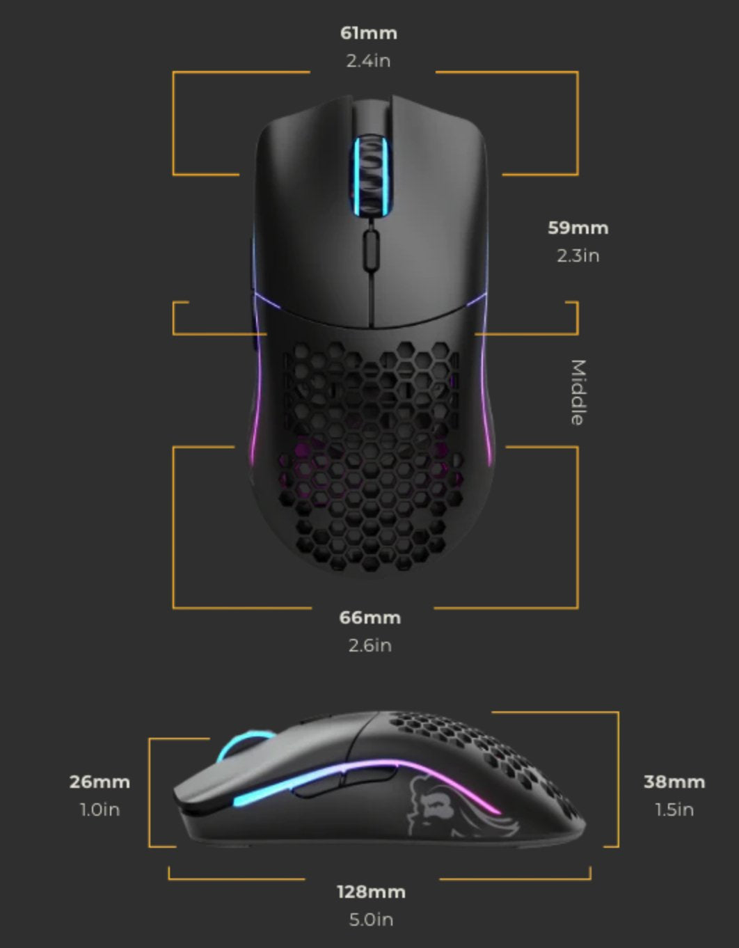 Ratón Glorious Pc Gaming Race Model Ambidextro Usb Tipo A 12000 Dpi