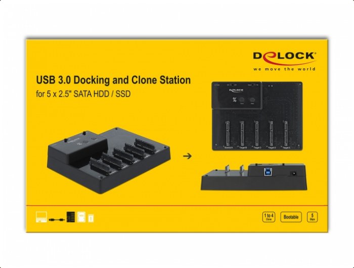 Delock Usb 3.0 Docking And Clone Station, Dockingstation Schwarz, 2.5 "Sata Hdd / Ssd 64098